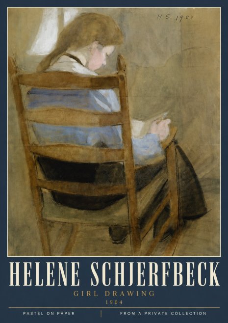 Helene Schjerfbeck Girl Drawing No4 - Plakat