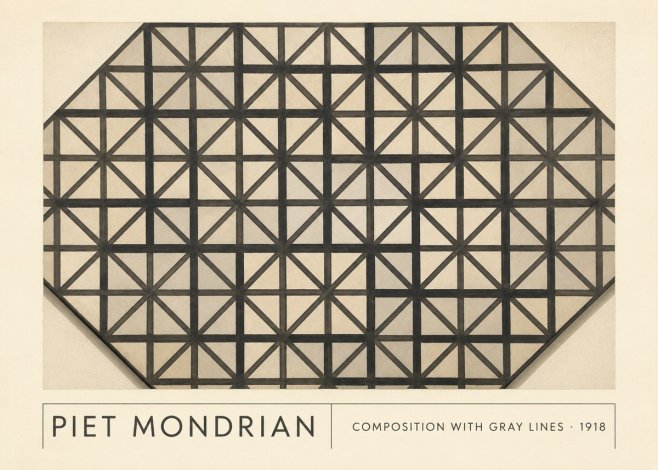 Piet Mondrian Composition with Gray Lines No1 - Plakat