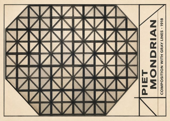 Piet Mondrian Composition with Gray Lines No5 - Plakat
