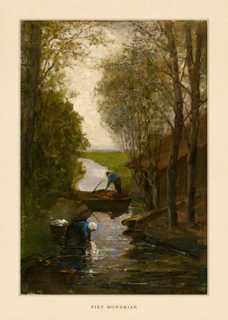 Piet Mondrian Washday on the Canal No5 - Plakat