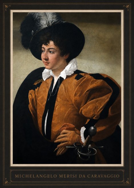 Michelangelo Merisi da Caravaggio Young Man with a Plumed Hat No1 - Plakat