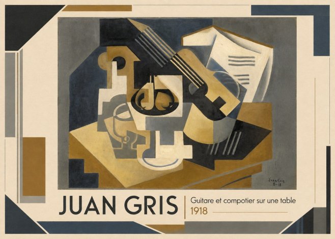Juan Gris Guitare Et Compotier Sur Une Table No1 - Plakat