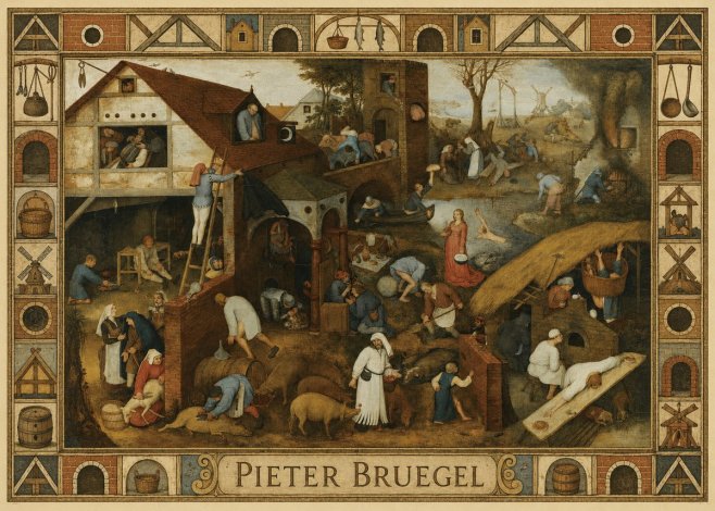 Pieter Bruegel Netherlandish Proverbs I No6 - Plakat