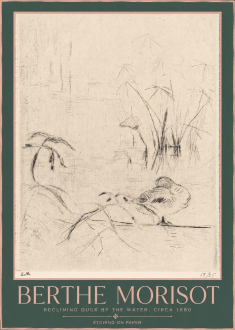 Berthe Morisot Reclining Duck by the Water No2 - Plakat