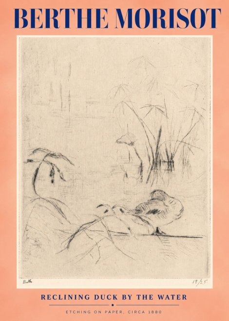 Berthe Morisot Reclining Duck by the Water No3 - Plakat