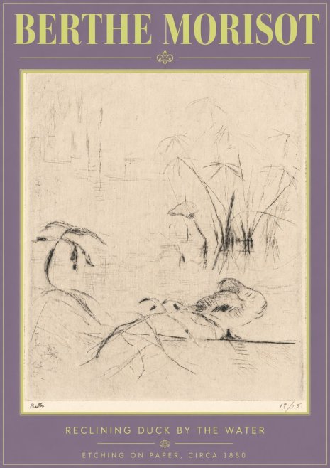 Berthe Morisot Reclining Duck by the Water No4 - Plakat