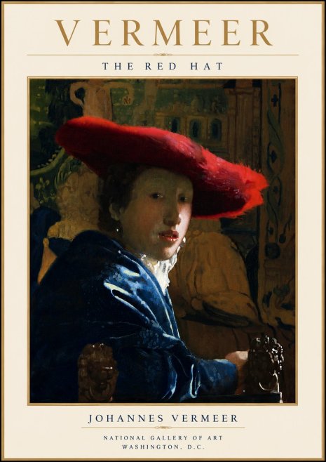 Vermeer The Red Hat No5 - Plakat