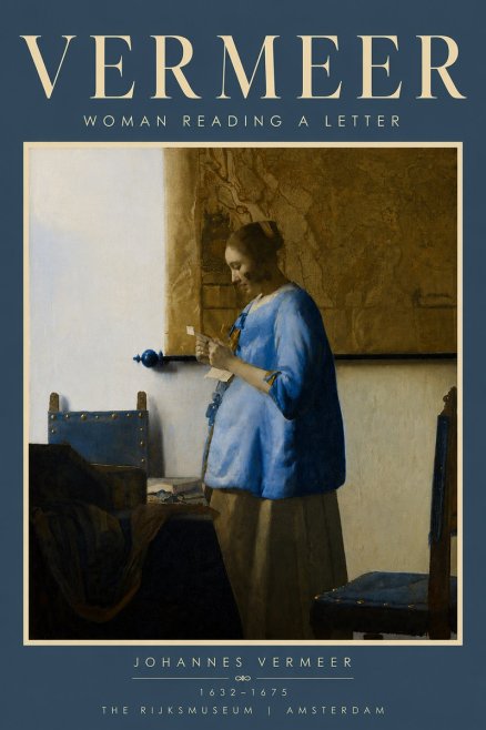 Vermeer Woman Reading a Letter No6 - Plakat