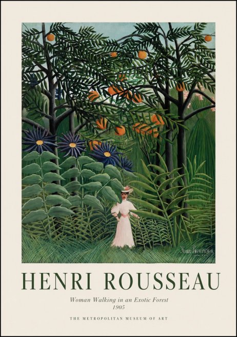 Rousseau Woman Walking in an Exotic Forest No1 - Plakat