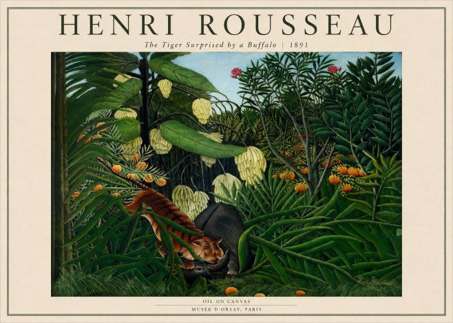 Rousseau The Tiger Surprised by a Buffalo No2 - Plakat