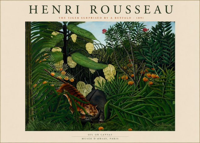 Rousseau The Tiger Surprised by a Buffalo No5 - Plakat