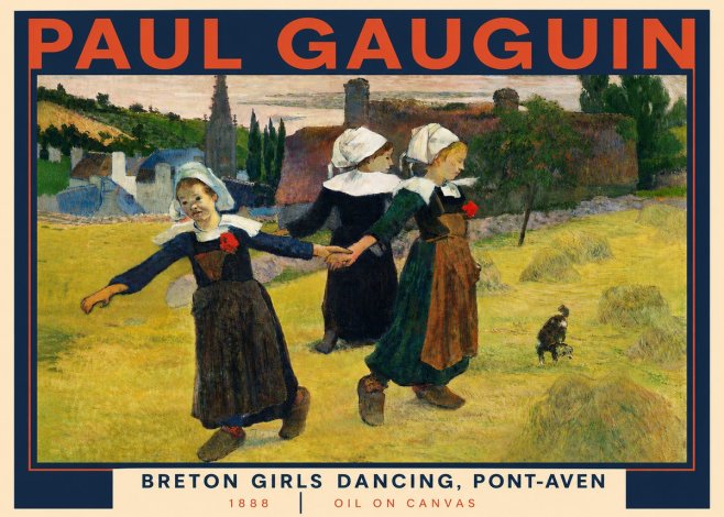 Paul Gauguin Breton Girls Dancing, Pont-aven No3 - Plakat