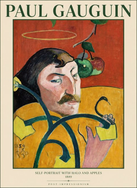 Paul Gauguin Self-portrait with Halo and Apples No6 - Plakat
