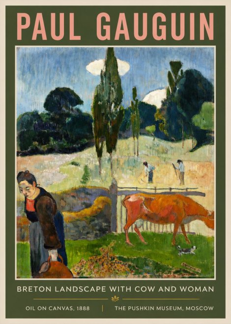 Paul Gauguin Breton Landscape with Cow and Woman No2 - Plakat