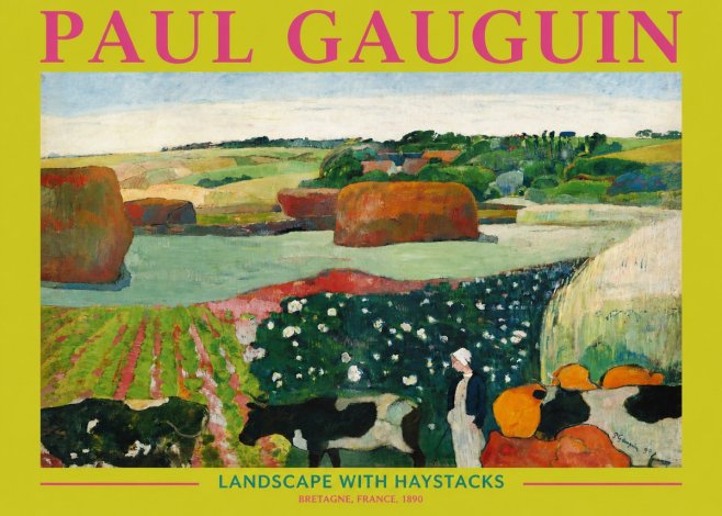 Paul Gauguin Landscape with Haystacks No3 - Plakat