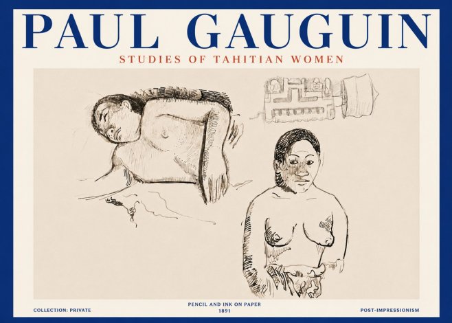 Paul Gauguin Studies of Tahitian Women No4 - Plakat