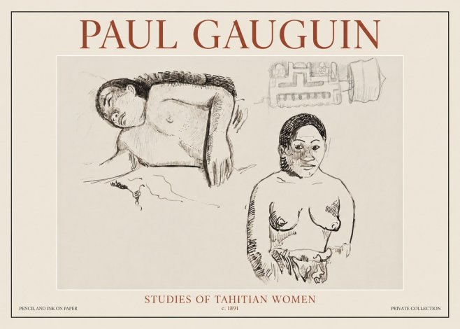 Paul Gauguin Studies of Tahitian Women No6 - Plakat
