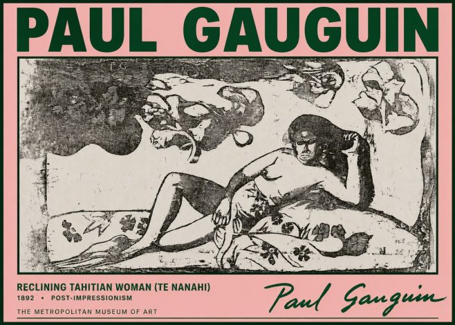 Paul Gauguin Reclining Tahitian Woman (Te Nanahi) No4 - Plakat