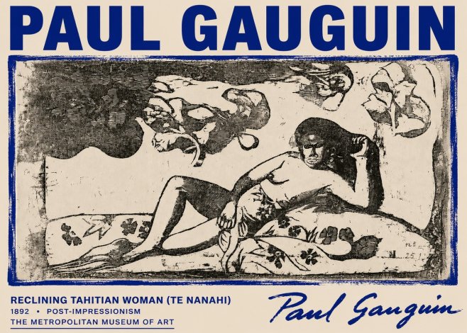 Paul Gauguin Reclining Tahitian Woman (Te Nanahi) No6 - Plakat
