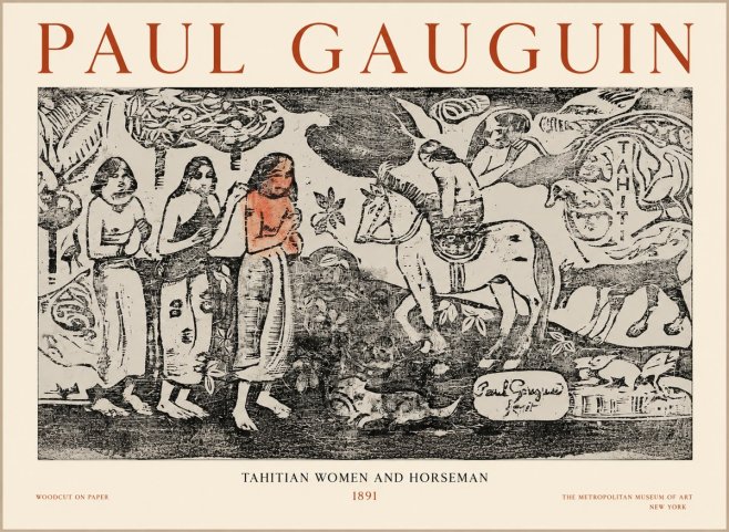 Paul Gauguin Tahitian Women and Horseman No1 - Plakat
