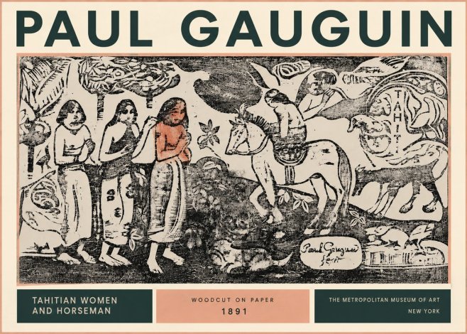 Paul Gauguin Tahitian Women and Horseman No4 - Plakat
