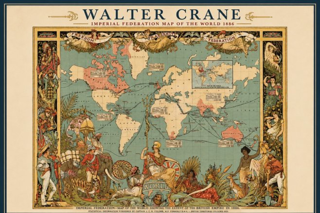 Walter Crane Imperial Federation Map of the World 1886 No2 - Plakat