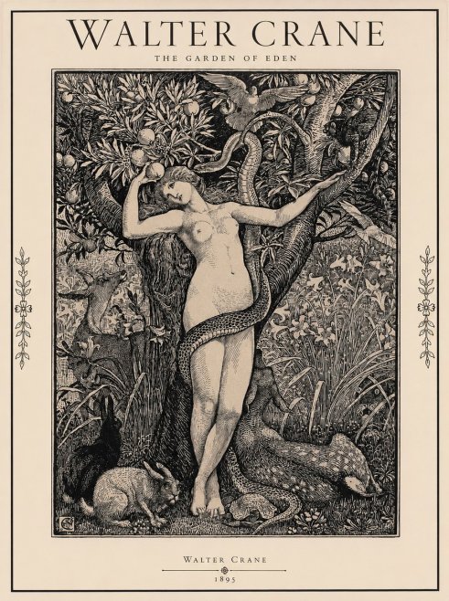 Walter Crane The Garden of Eden No1 - Plakat