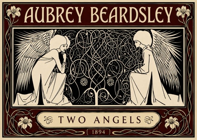 Aubrey Beardsley Two Angels No5 - Plakat
