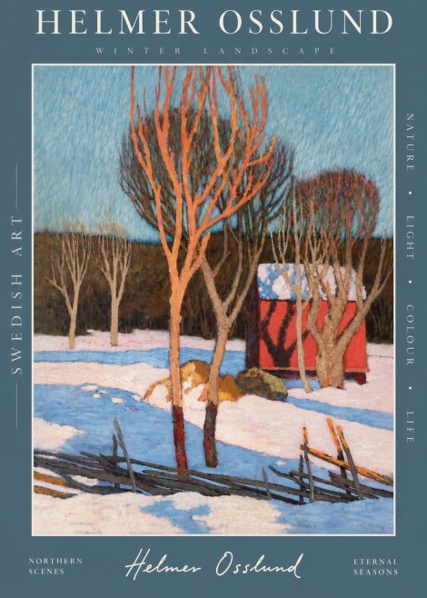Helmer Osslund Winter Landscape with Red Barn No4 - Plakat
