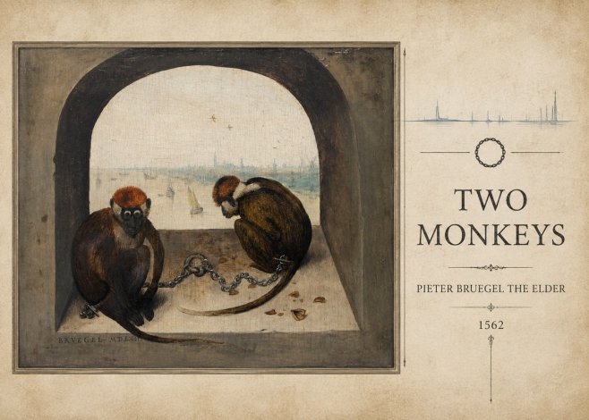 Pieter Bruegel Two Monkeys II No3 - Plakat