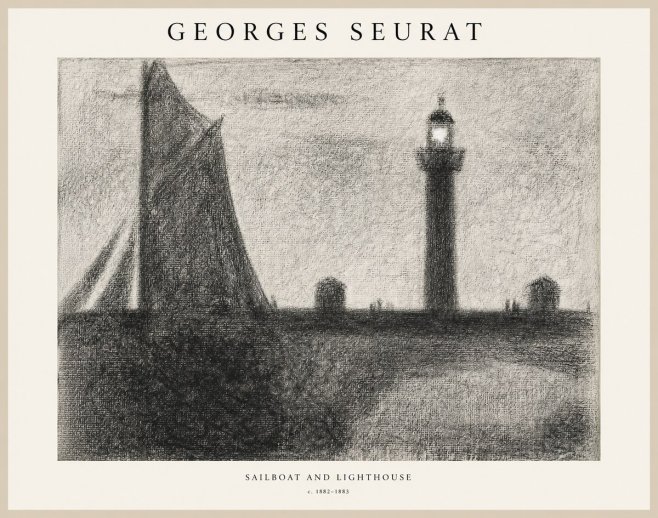 Seurat Sailboat and Lighthouse No1 - Plakat