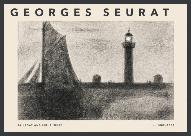 Seurat Sailboat and Lighthouse No2 - Plakat