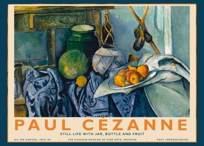 Paul Cézanne Still Life with Jar, Bottle and Fruit No3 - Plakat
