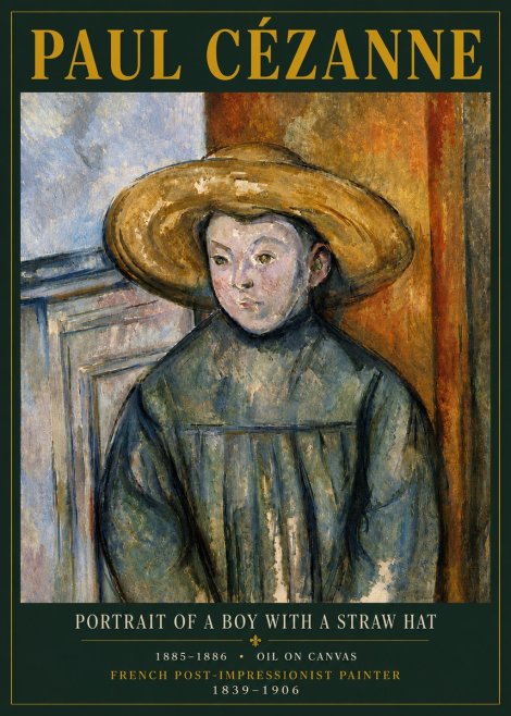Paul Cézanne Portrait of a Boy with a Straw Hat No6 - Plakat