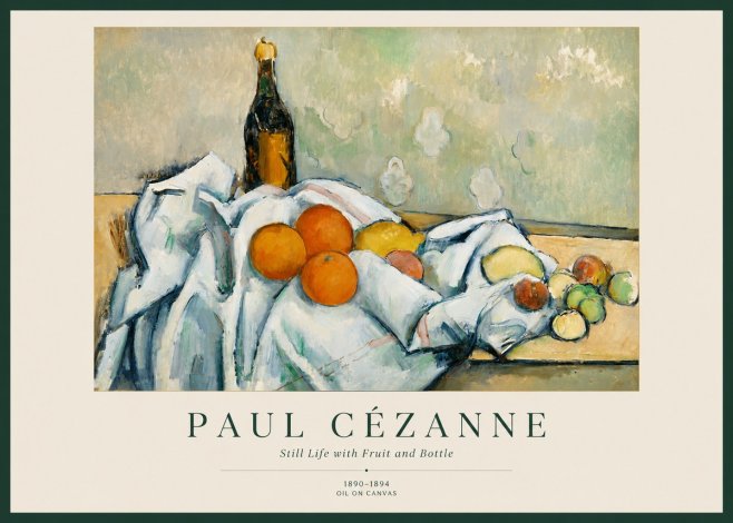 Paul Cézanne Still Life with Fruit and Bottle No1 - Plakat