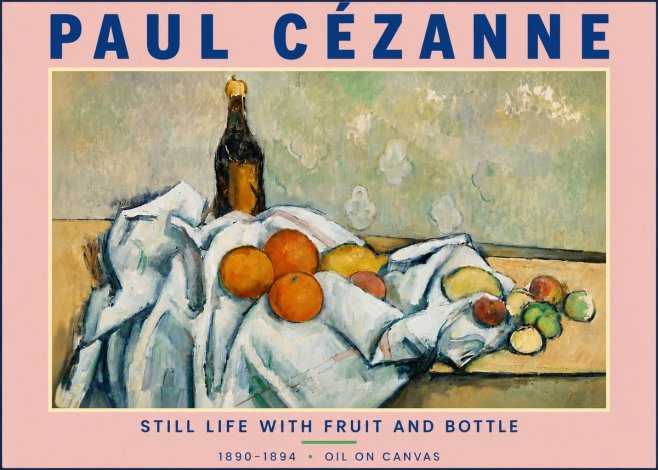 Paul Cézanne Still Life with Fruit and Bottle No4 - Plakat
