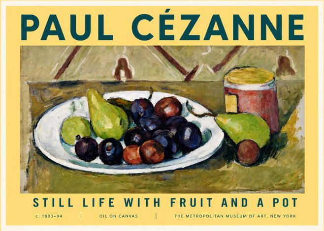 Paul Cézanne Still Life with Fruit and a Pot No3 - Plakat