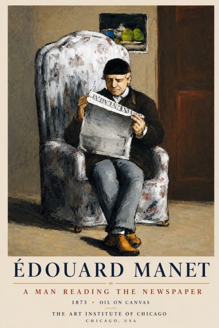 Édouard Manet A Man Reading the Newspaper No4 - Plakat