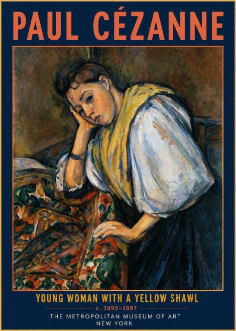 Paul Cézanne Young Woman with a Yellow Shawl No4 - Plakat