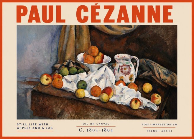 Paul Cézanne Still Life with Apples and a Jug No5 - Plakat