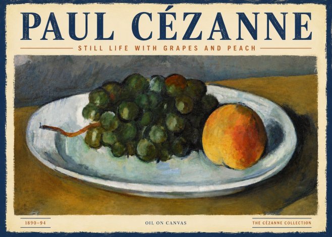Paul Cézanne Still Life with Grapes and Peach No4 - Plakat