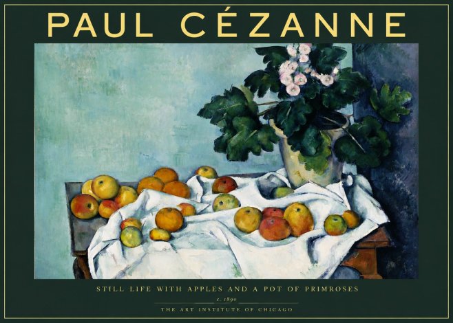 Paul Cézanne Still Life with Apples and a Pot of Primroses No2 - Plakat
