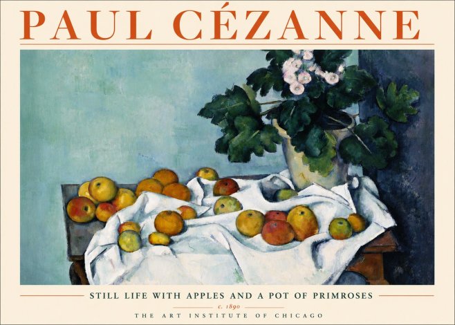 Paul Cézanne Still Life with Apples and a Pot of Primroses No3 - Plakat