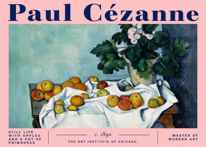 Paul Cézanne Still Life with Apples and a Pot of Primroses No4 - Plakat