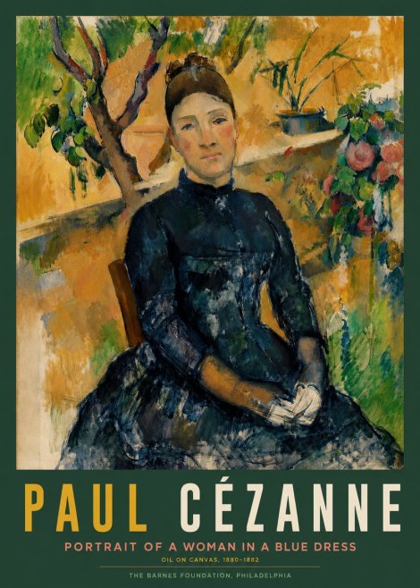 Paul Cézanne Portrait of a Woman in a Blue Dress No2 - Plakat