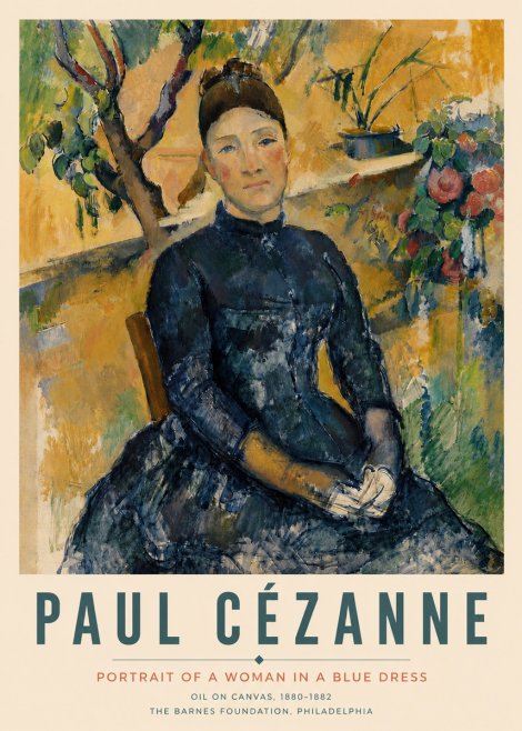 Paul Cézanne Portrait of a Woman in a Blue Dress No4 - Plakat