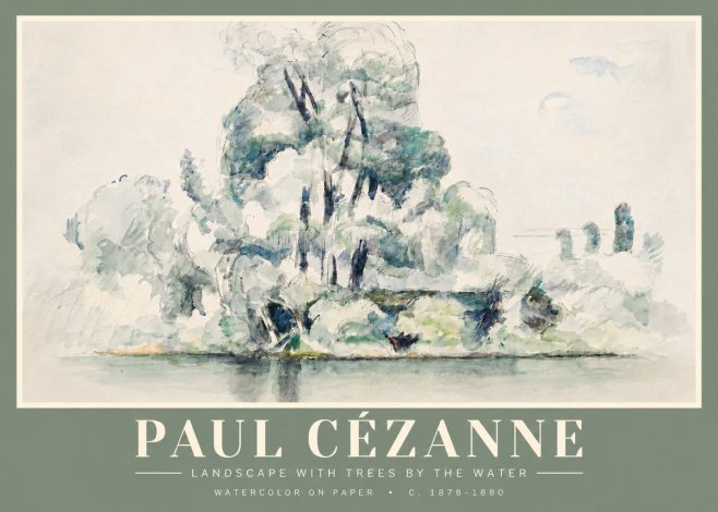 Paul Cézanne Landscape with Trees by the Water No4 - Plakat