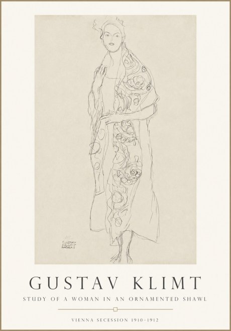 Klimt Study of a Woman in an Ornamented Shawl No1 - Plakat