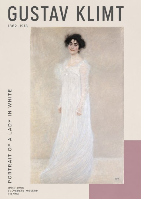 Klimt Portrait of a Lady in White No4 - Plakat