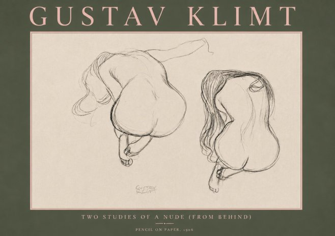 Klimt Two Studies of a Nude (from Behind) No5 - Plakat